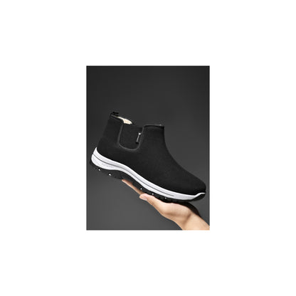 CANEMON LY2579 men's fleece-lined winter ankle boots black with white sole view