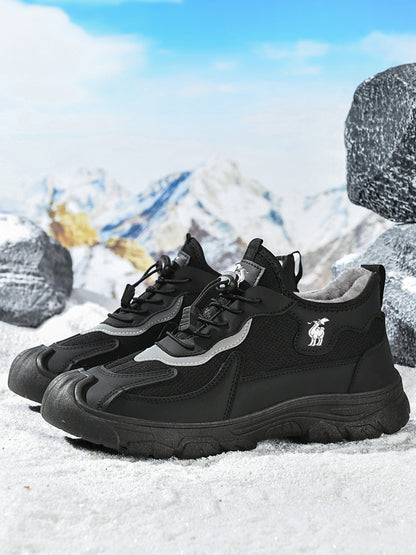 CANEMON LY892 men's black fleece-lined winter walking shoes detail view