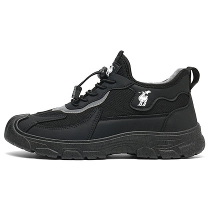 CANEMON LY892 black fleece-lined shoes, side view on white background