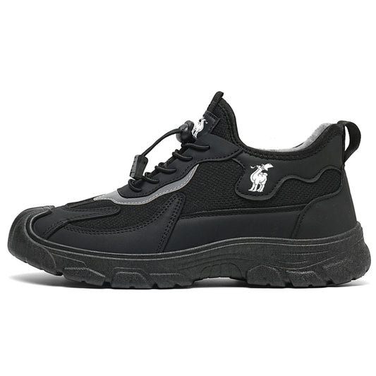 CANEMON LY892 black fleece-lined shoes, side view on white background