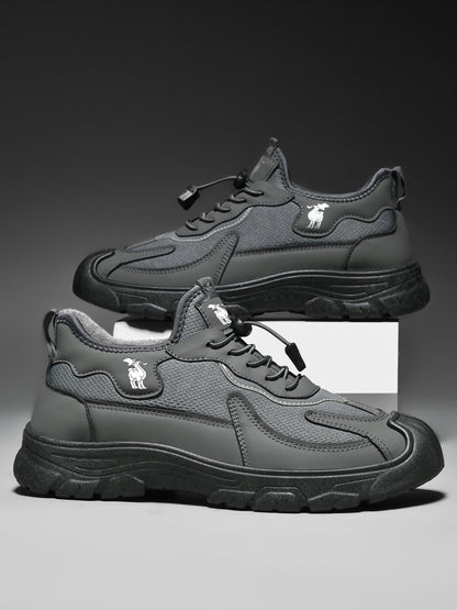 CANEMON LY892 men's gray fleece-lined winter walking shoes detail view