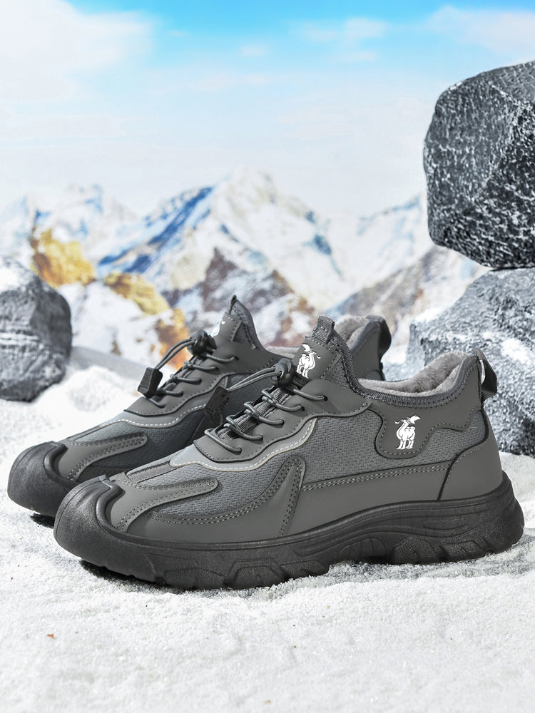 CANEMON LY892 men's gray fleece-lined winter walking shoes detail view