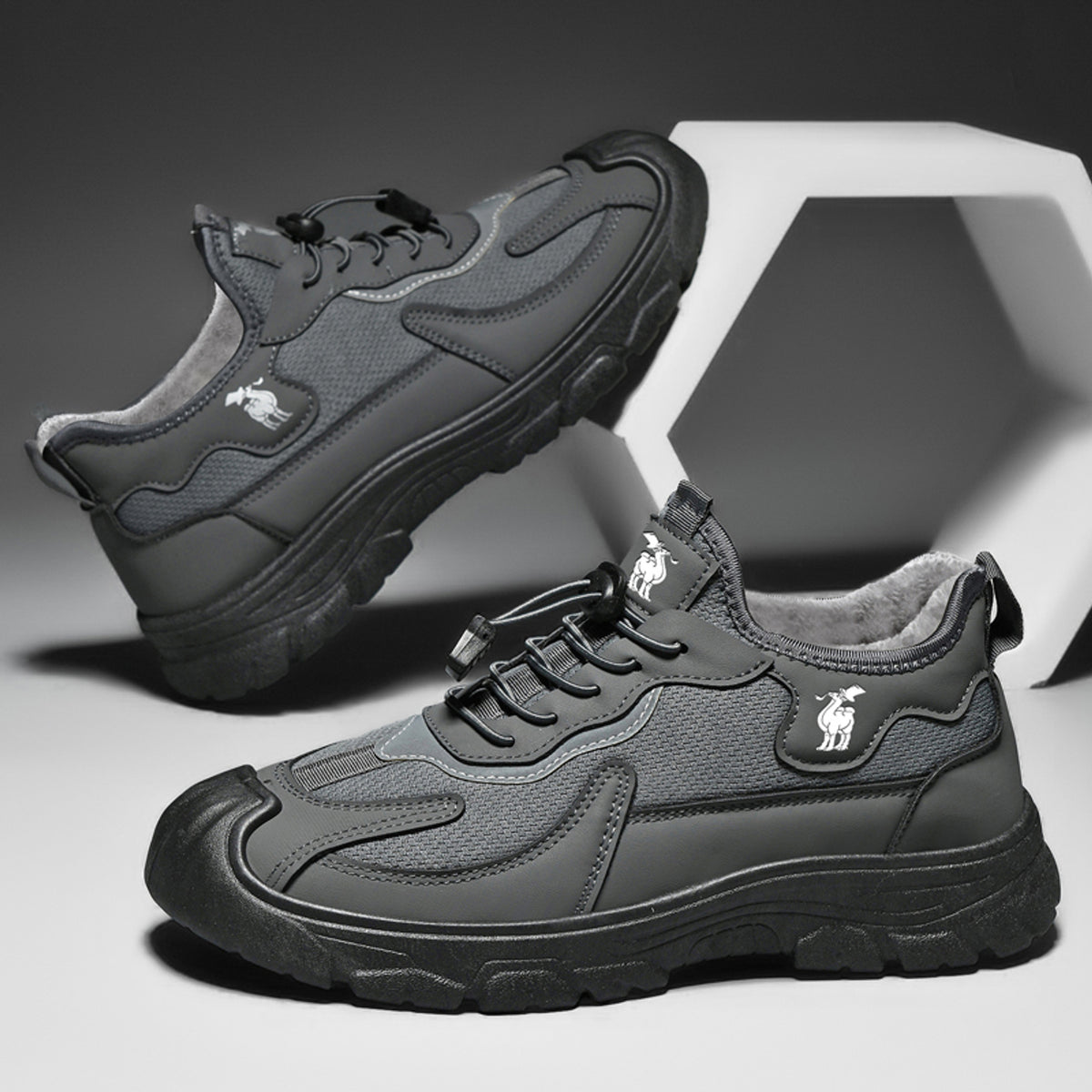 CANEMON LY892 gray fleece-lined shoes, product view 2