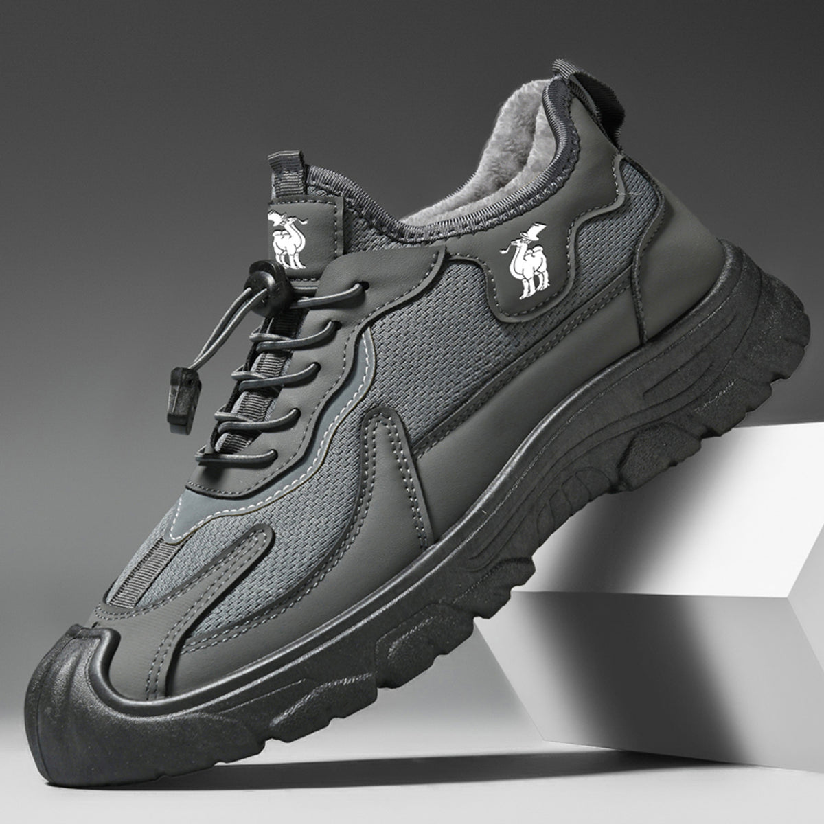 CANEMON LY892 gray fleece-lined shoes, product view 3