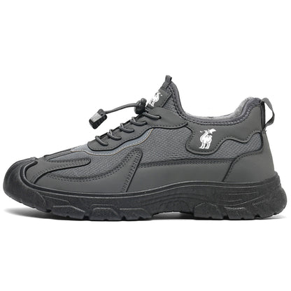 CANEMON LY892 gray fleece-lined shoes, side view on white background