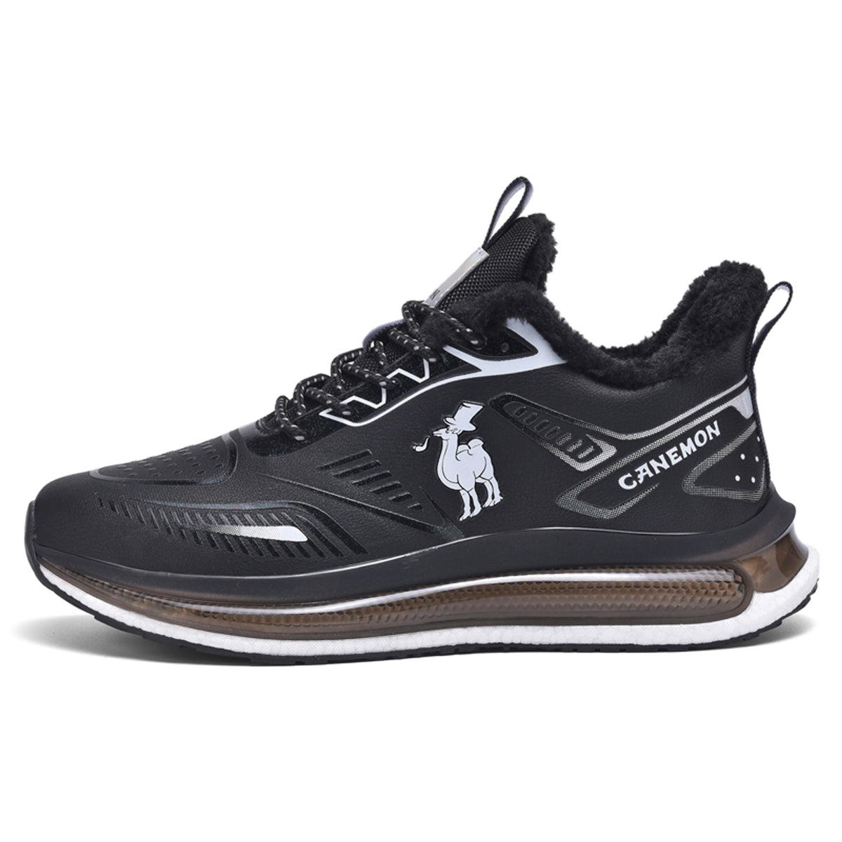 CANEMON QZ6777 Black winter shoe side view on white background