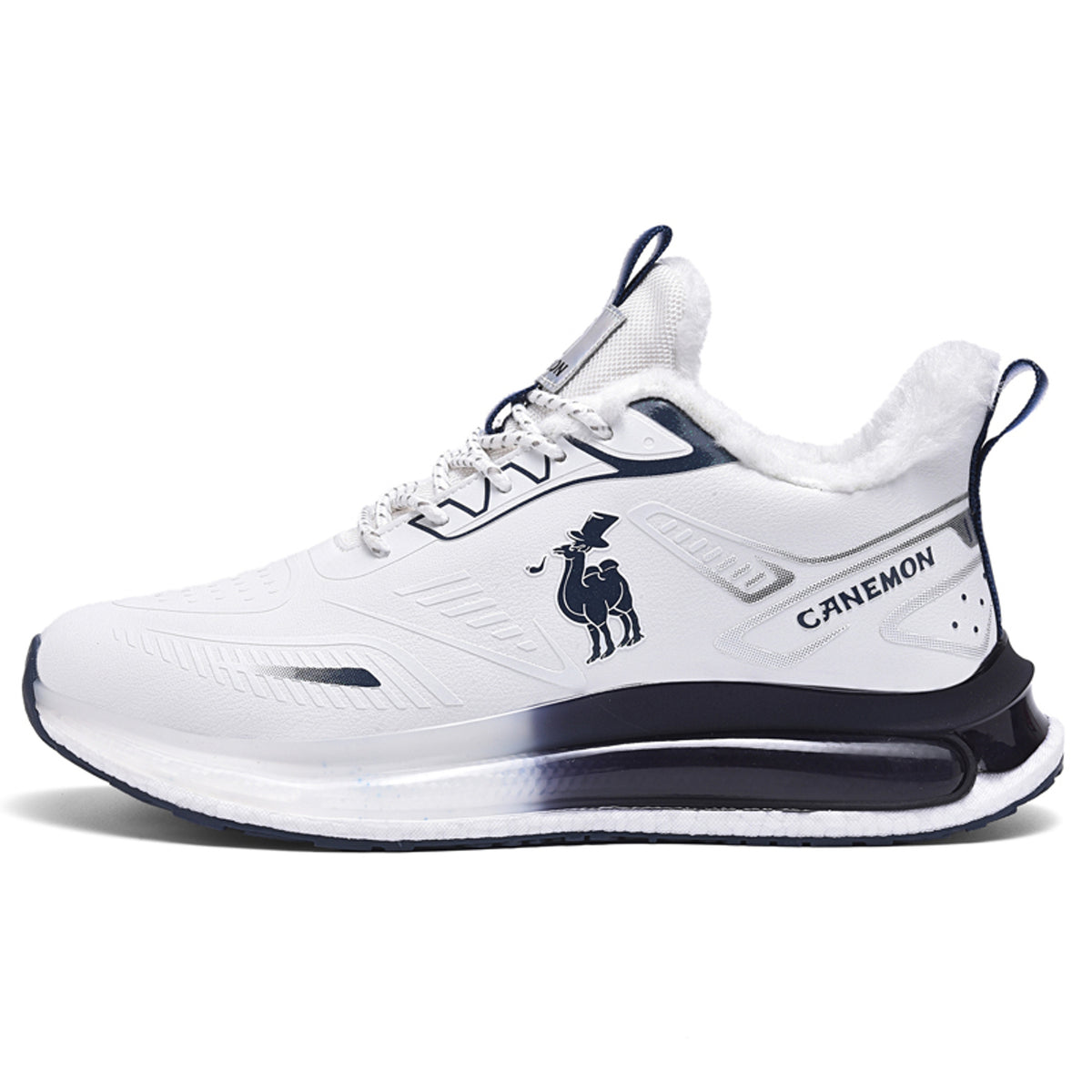 CANEMON Men's Fleece-Lined Winter Walking Shoes QZ6777 in White, view 13