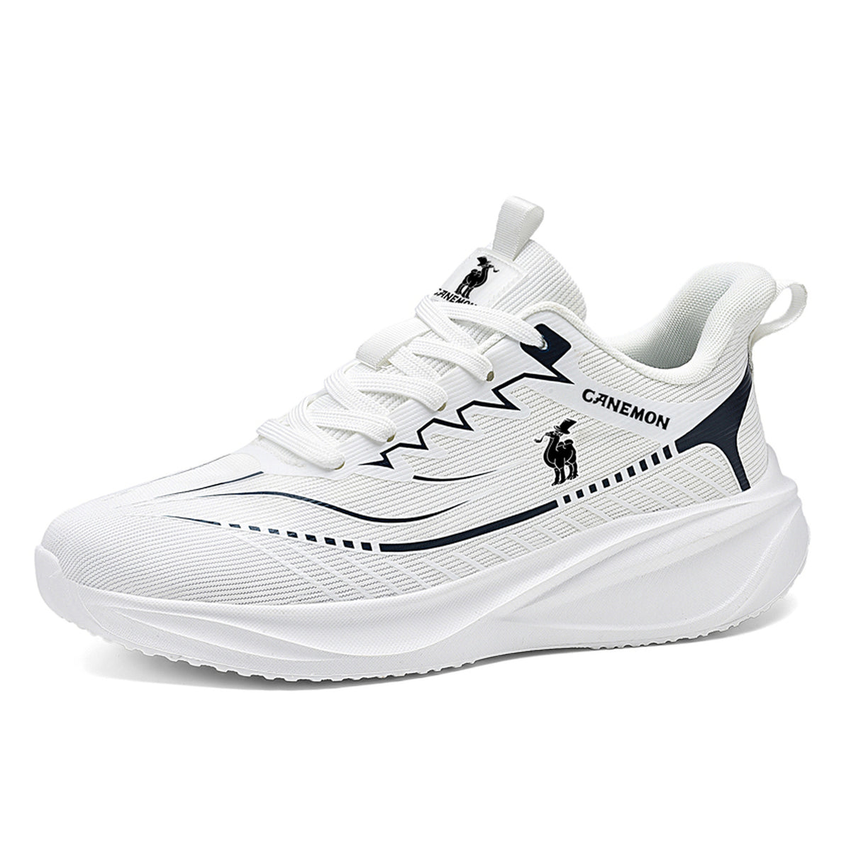CANEMON Men's Breathable Mesh Walking Sneakers QZ8829 in White, view 2