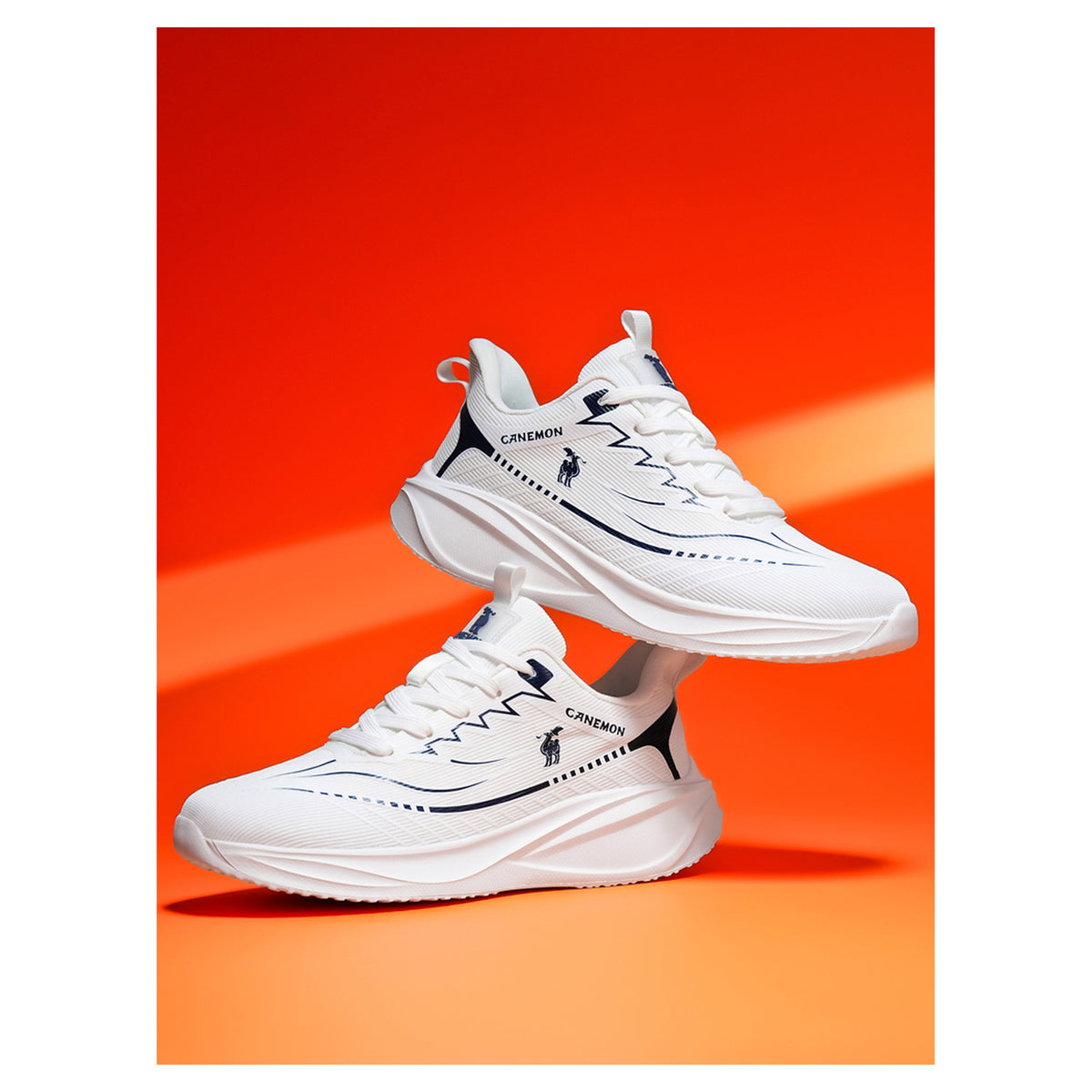 CANEMON Men's Breathable Mesh Walking Sneakers QZ8829 in White, view 3