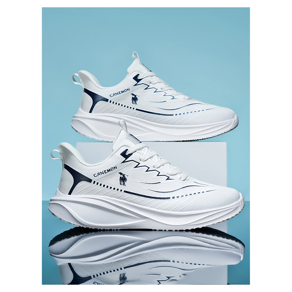 CANEMON Men's Breathable Mesh Walking Sneakers QZ8829 in White, view 6