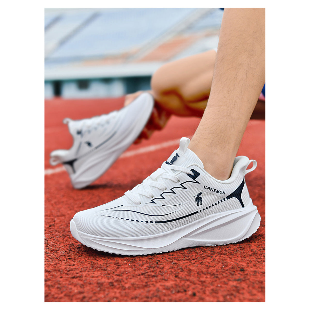 CANEMON Men's Breathable Mesh Walking Sneakers QZ8829 in White, view 8