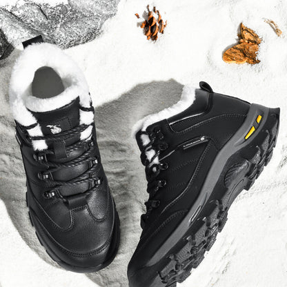 CANEMON Men's Fleece-Lined Winter Walking Shoes QZ916 in Black, view 7