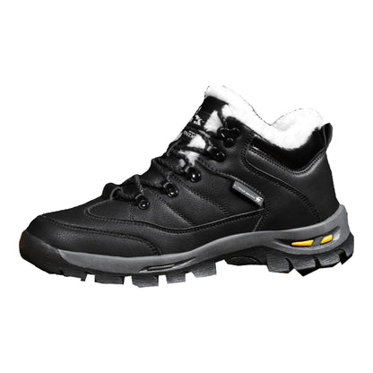 CANEMON QZ916 black fleece-lined shoe, side view on white background