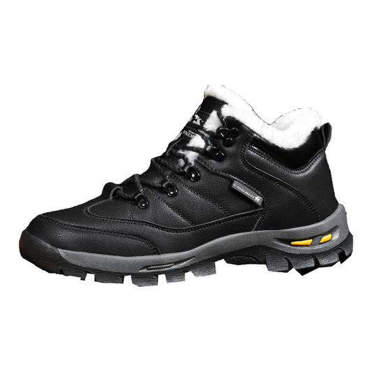 CANEMON QZ916 black fleece-lined shoe, side view on white background