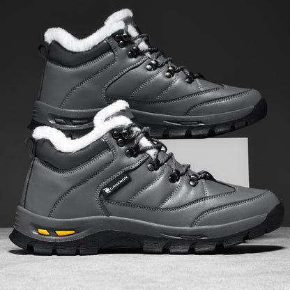 CANEMON Men's Fleece-Lined Winter Walking Shoes QZ916 in Grey, view 10