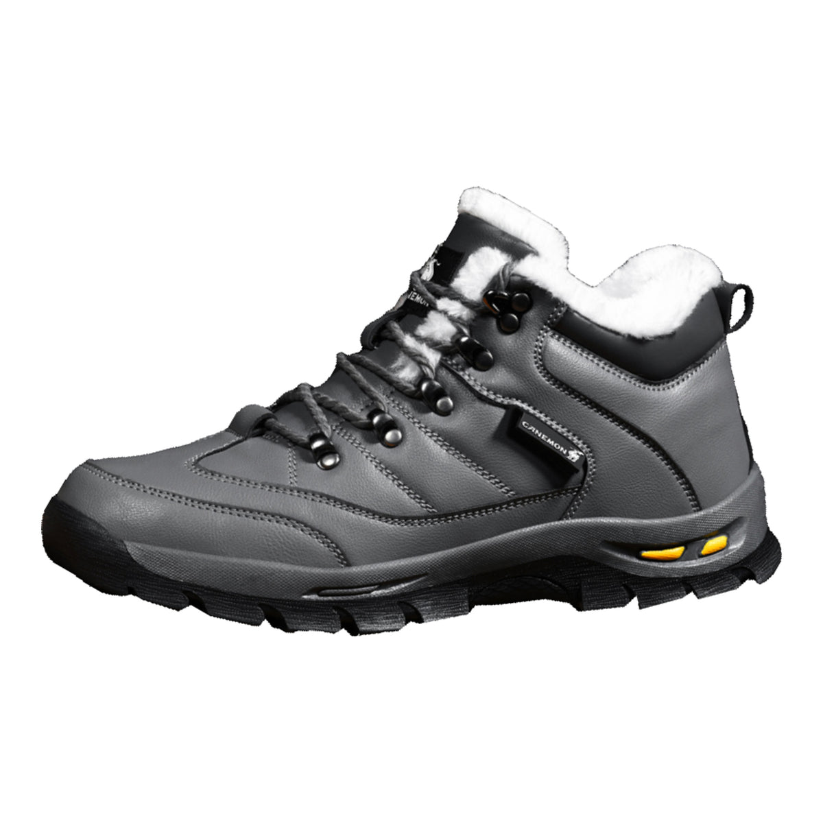 CANEMON Men's Fleece-Lined Winter Walking Shoes QZ916 in Grey, view 9