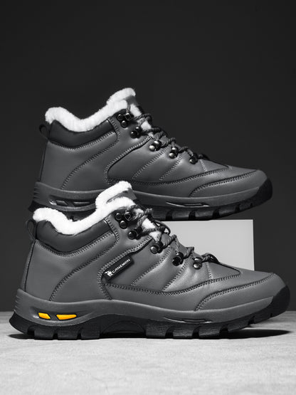 Gray fleece-lined winter walking shoes