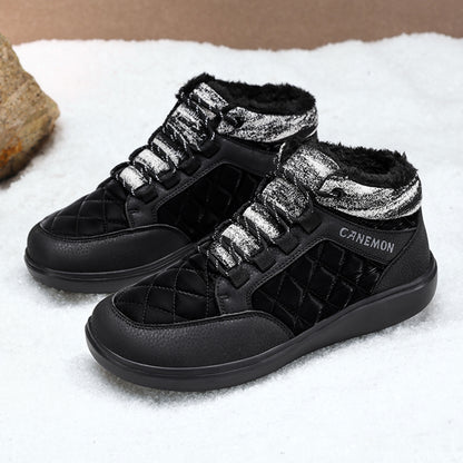 CANEMON Men's Plush-Lined High-Top Winter Shoes QZ9936 in Black, view 8
