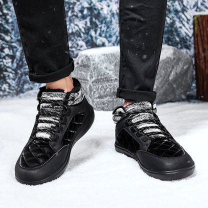 CANEMON Men's Plush-Lined High-Top Winter Shoes QZ9936 in Black, view 11