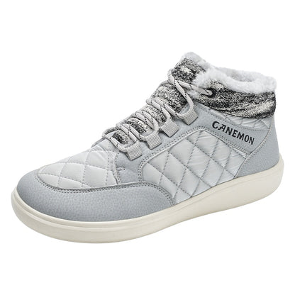 CANEMON Men's Plush-Lined High-Top Winter Shoes QZ9936 in White, view 13