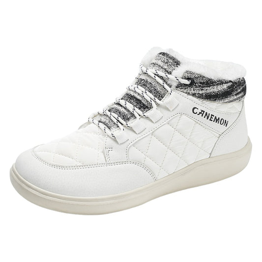 CANEMON Men's Plush-Lined High-Top Winter Shoes QZ9936 in White