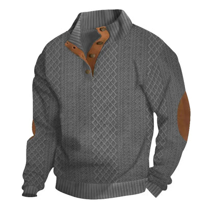 Men's Outdoor Casual Stand Cashmere Button Long Sleeve Sweater