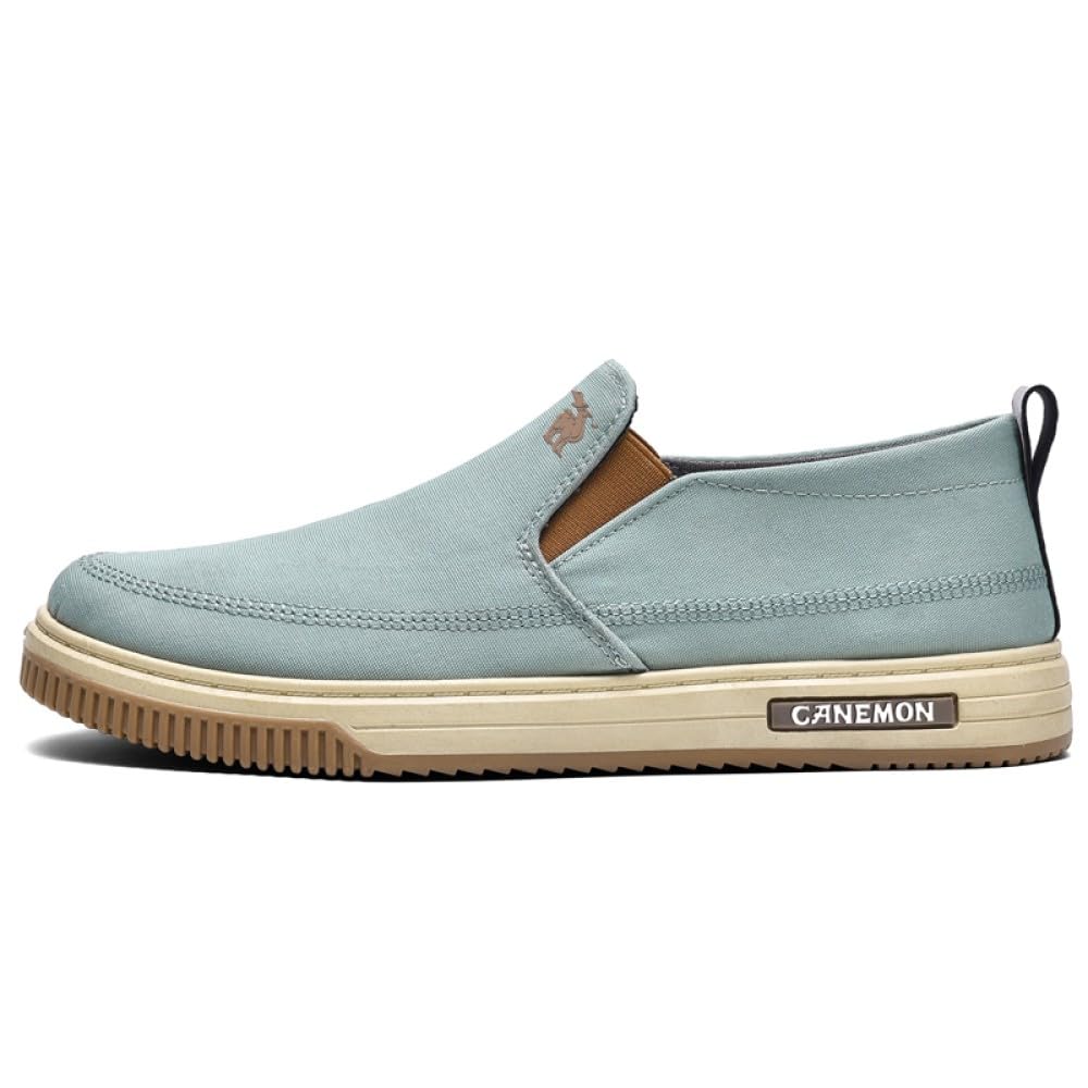 CANEMON LY553 green canvas slip-on shoe on white