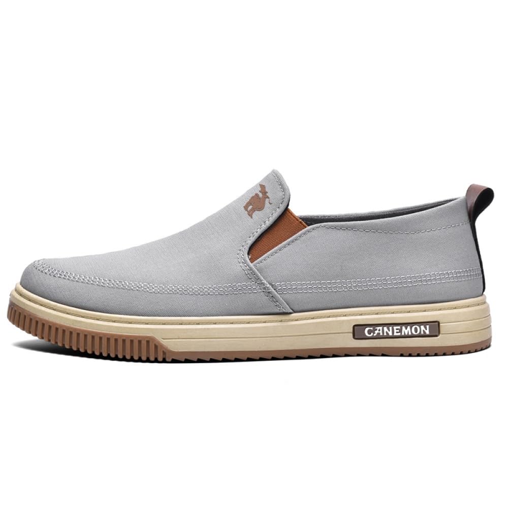 CANEMON LY553 grey canvas slip-on shoe on white