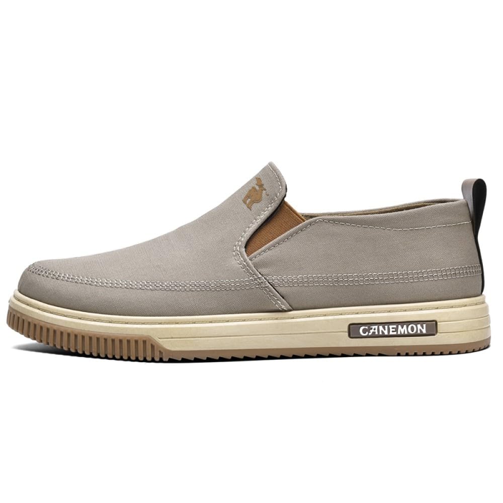 CANEMON LY553 khaki canvas slip-on shoe on white