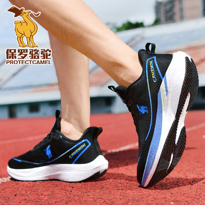 White/Black walking shoe on foot