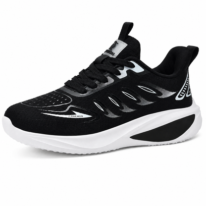 CANEMON QZ8826 lightweight breathable lace-up walking sneaker in black