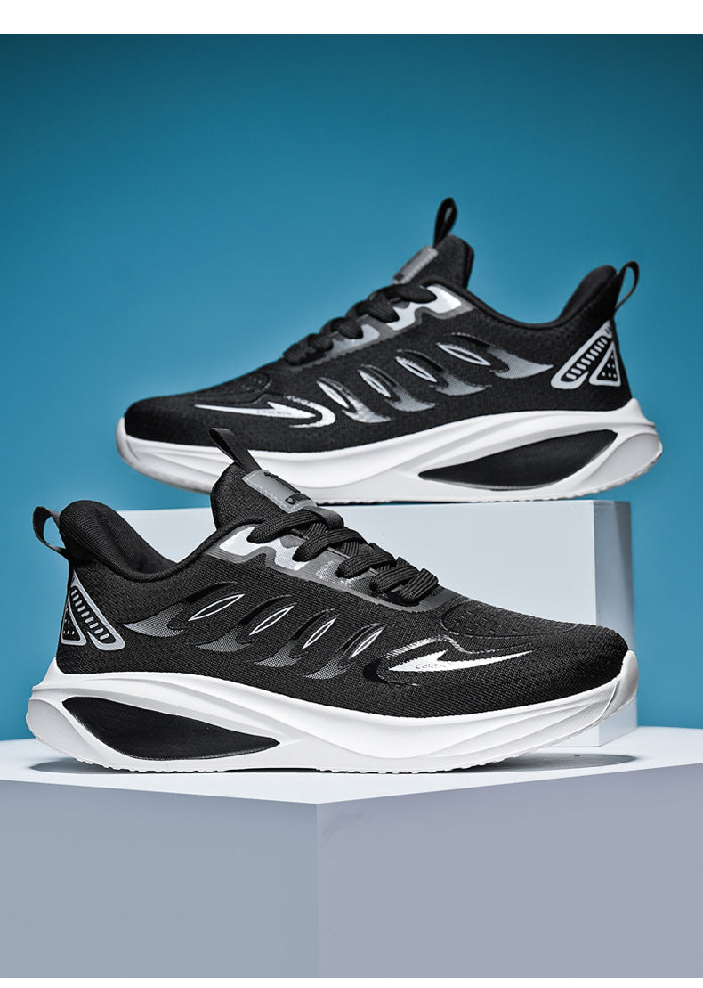 CANEMON QZ8826 black sneakers, pair showing inner and outer sides