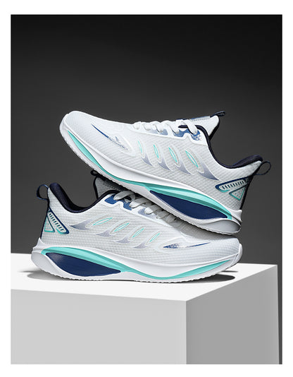 CANEMON QZ8826 White/Navy sneakers, pair with mesh and laces visible