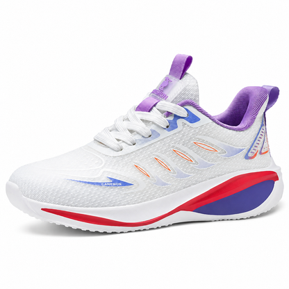 CANEMON QZ8826 lightweight breathable lace-up walking sneaker in white and purple