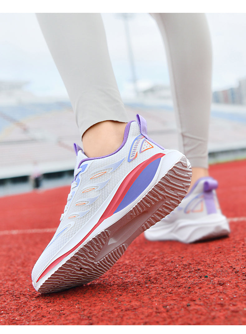 CANEMON QZ8826 White/Purple sneakers showing outsole and heel on foot