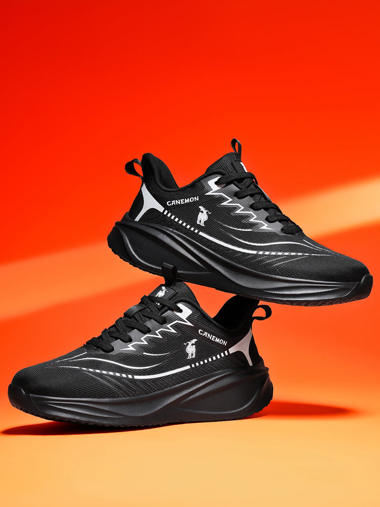 CANEMON QZ8829 Black men's walking sneaker: orange pair