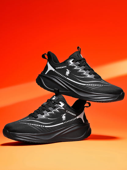 CANEMON QZ8829 Black men's walking sneaker: orange pair