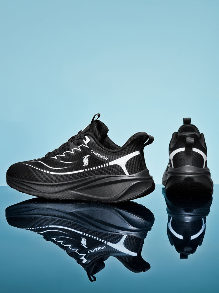 CANEMON QZ8829 Black men's walking sneaker: side and rear