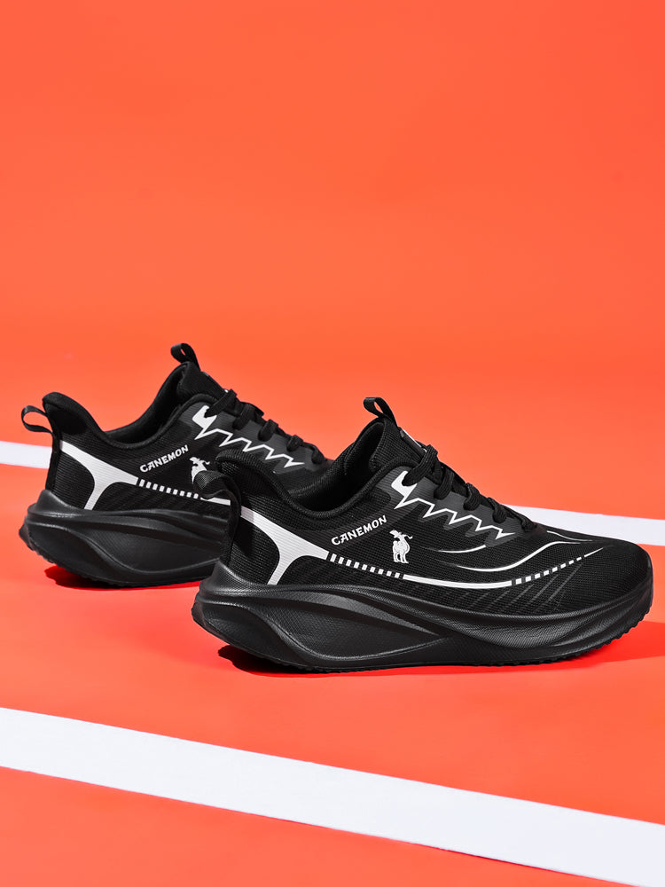 CANEMON QZ8829 Black men's walking sneaker: orange pair side