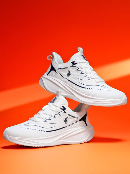 CANEMON QZ8829 White men's walking sneaker: orange pair