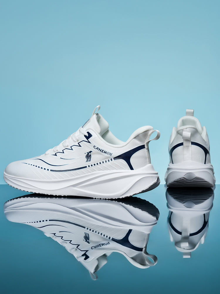 CANEMON QZ8829 White men's walking sneaker: side and rear