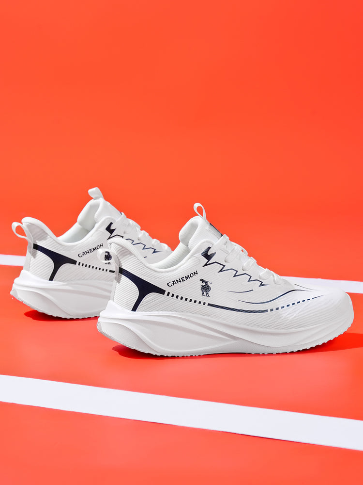 CANEMON QZ8829 White men's walking sneaker: orange pair side