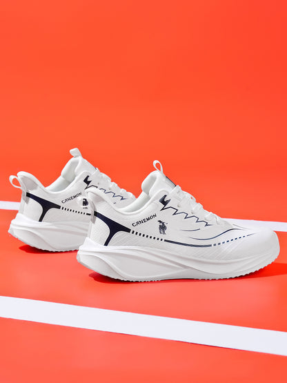 CANEMON QZ8829 White men's walking sneaker: orange pair side