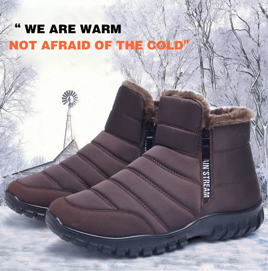 Men's Waterproof Snow Flat Bottom Casual Winter Boots