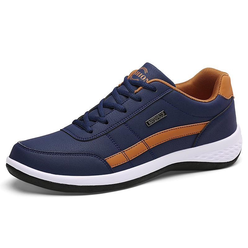 Men's Leather Casual Breathable Outdoor Flat Bottom Waterproof Non-Slip Sneakers