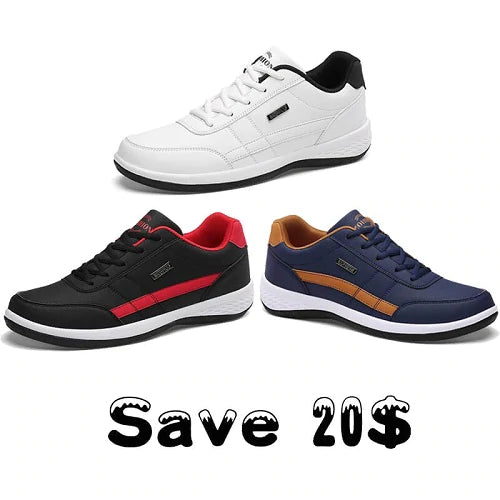 Men's Leather Casual Breathable Outdoor Flat Bottom Waterproof Non-Slip Sneakers